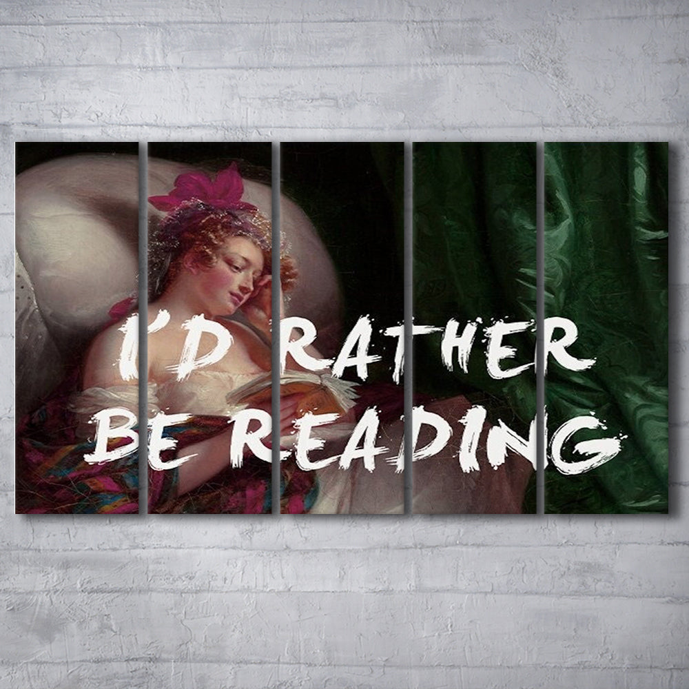 I'D Rather Be Reading Altered Wall Art Print, Altered Art, Bedroom Print, Pink Art, Multi Panels Canvas Print Wall Art