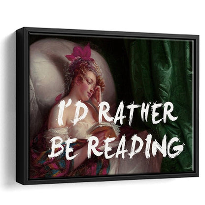 I'D Rather Be Reading Altered Wall Art Print, Altered Art, Bedroom Print, Pink Art, Floating Framed Canvas Print