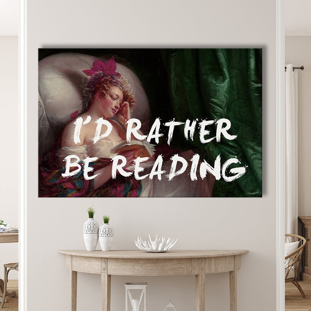 I'D Rather Be Reading Altered Wall Art Print, Altered Art, Bedroom Print, Pink Art, Canvas Print Wall Art Home Decor
