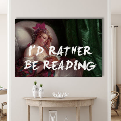 I'D Rather Be Reading Altered Wall Art Print, Altered Art, Bedroom Print, Pink Art, Canvas Print Wall Art Home Decor