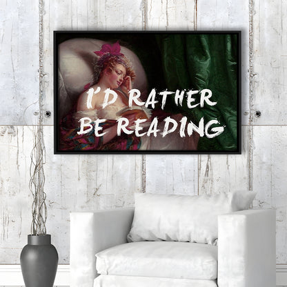 I'D Rather Be Reading Altered Wall Art Print, Altered Art, Bedroom Print, Pink Art, Floating Framed Canvas Print