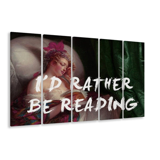 I'D Rather Be Reading Altered Wall Art Print, Altered Art, Bedroom Print, Pink Art, Multi Panels Canvas Print Wall Art