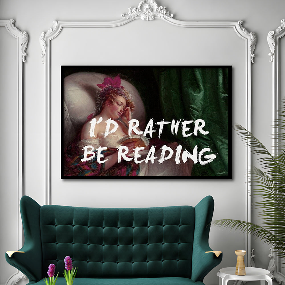 I'D Rather Be Reading Altered Wall Art Print, Altered Art, Bedroom Print, Pink Art, Framed Art Print Wall Decor, Framed Picture
