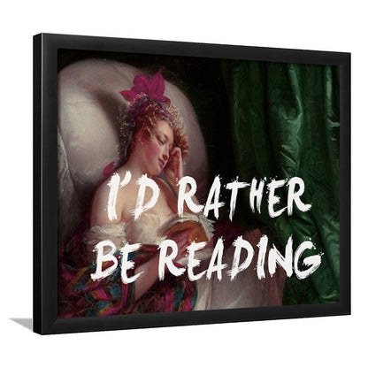 I'D Rather Be Reading Altered Wall Art Print, Altered Art, Bedroom Print, Pink Art, Framed Art Print Wall Decor, Framed Picture