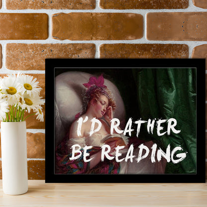 I'D Rather Be Reading Altered Wall Art Print, Altered Art, Bedroom Print, Pink Art, Framed Art Print Wall Decor, Framed Picture