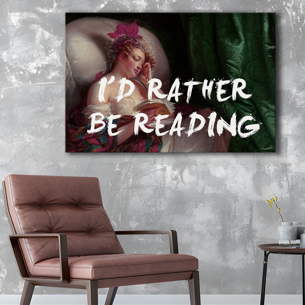 I'D Rather Be Reading Altered Wall Art Print, Altered Art, Bedroom Print, Pink Art, Canvas Print Wall Art Home Decor