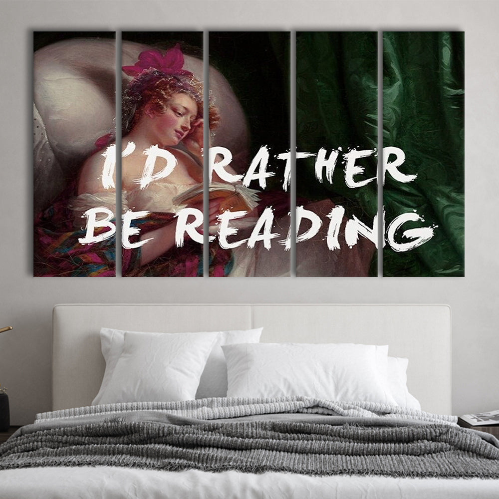 I'D Rather Be Reading Altered Wall Art Print, Altered Art, Bedroom Print, Pink Art, Multi Panels Canvas Print Wall Art