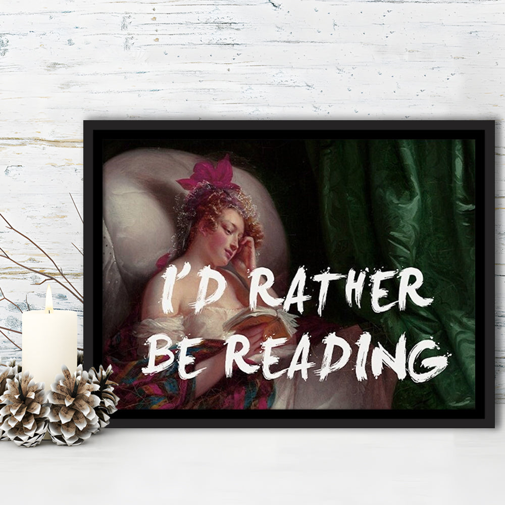 I'D Rather Be Reading Altered Wall Art Print, Altered Art, Bedroom Print, Pink Art, Floating Framed Canvas Print
