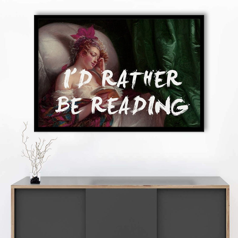 I'D Rather Be Reading Altered Wall Art Print, Altered Art, Bedroom Print, Pink Art, Framed Art Print Wall Decor, Framed Picture