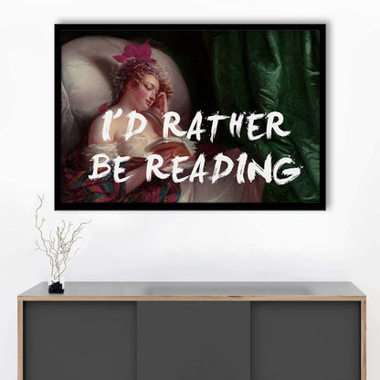 I'D Rather Be Reading Altered Wall Art Print, Altered Art, Bedroom Print, Pink Art, Framed Art Print Wall Decor, Framed Picture