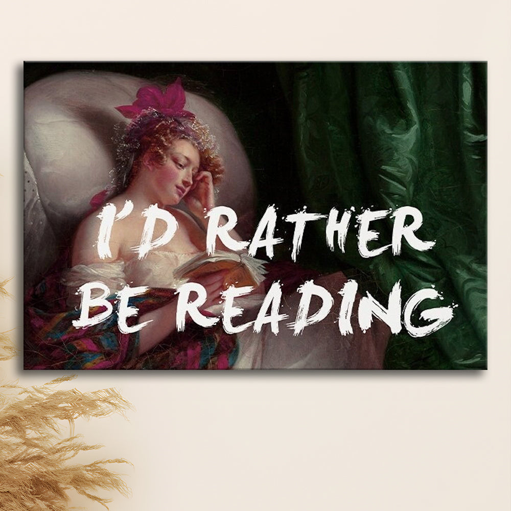 I'D Rather Be Reading Altered Wall Art Print, Altered Art, Bedroom Print, Pink Art, Canvas Print Wall Art Home Decor