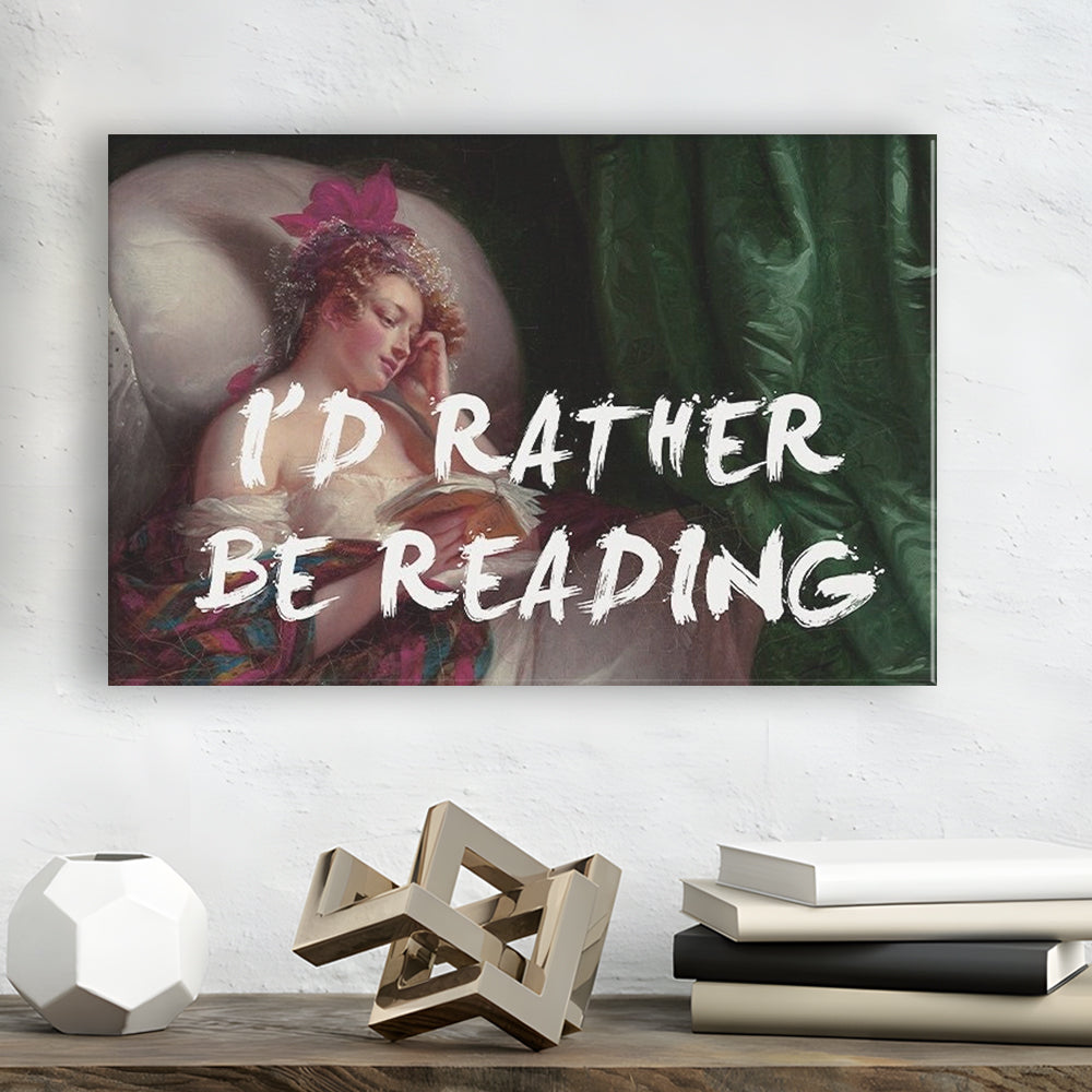I'D Rather Be Reading Altered Wall Art Print, Altered Art, Bedroom Print, Pink Art, Canvas Print Wall Art Home Decor