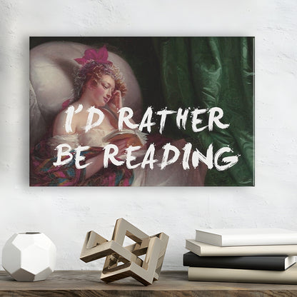 I'D Rather Be Reading Altered Wall Art Print, Altered Art, Bedroom Print, Pink Art, Canvas Print Wall Art Home Decor
