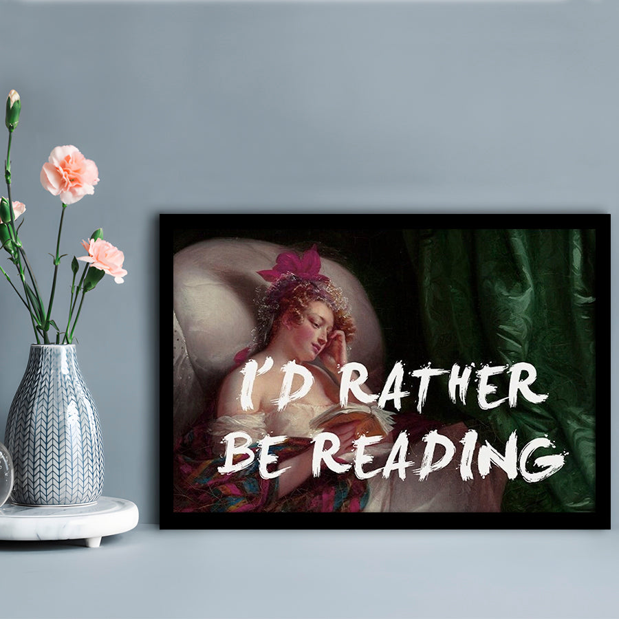 I'D Rather Be Reading Altered Wall Art Print, Altered Art, Bedroom Print, Pink Art, Framed Art Print Wall Decor, Framed Picture