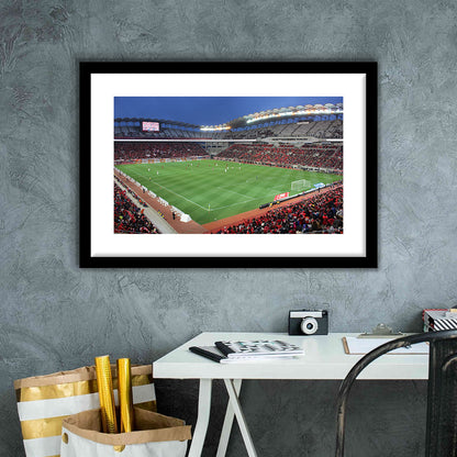 Ibaraki Kashima Stadium, Stadium Canvas, Sport Art, Gift for him, White Border Framed Art Print Wall Decor