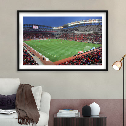 Ibaraki Kashima Stadium, Stadium Canvas, Sport Art, Gift for him, White Border Framed Art Print Wall Decor