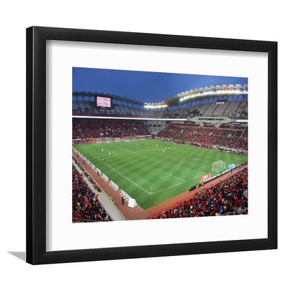 Ibaraki Kashima Stadium, Stadium Canvas, Sport Art, Gift for him, White Border Framed Art Print Wall Decor