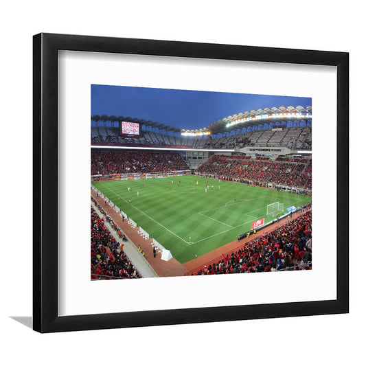Ibaraki Kashima Stadium, Stadium Canvas, Sport Art, Gift for him, White Border Framed Art Print Wall Decor