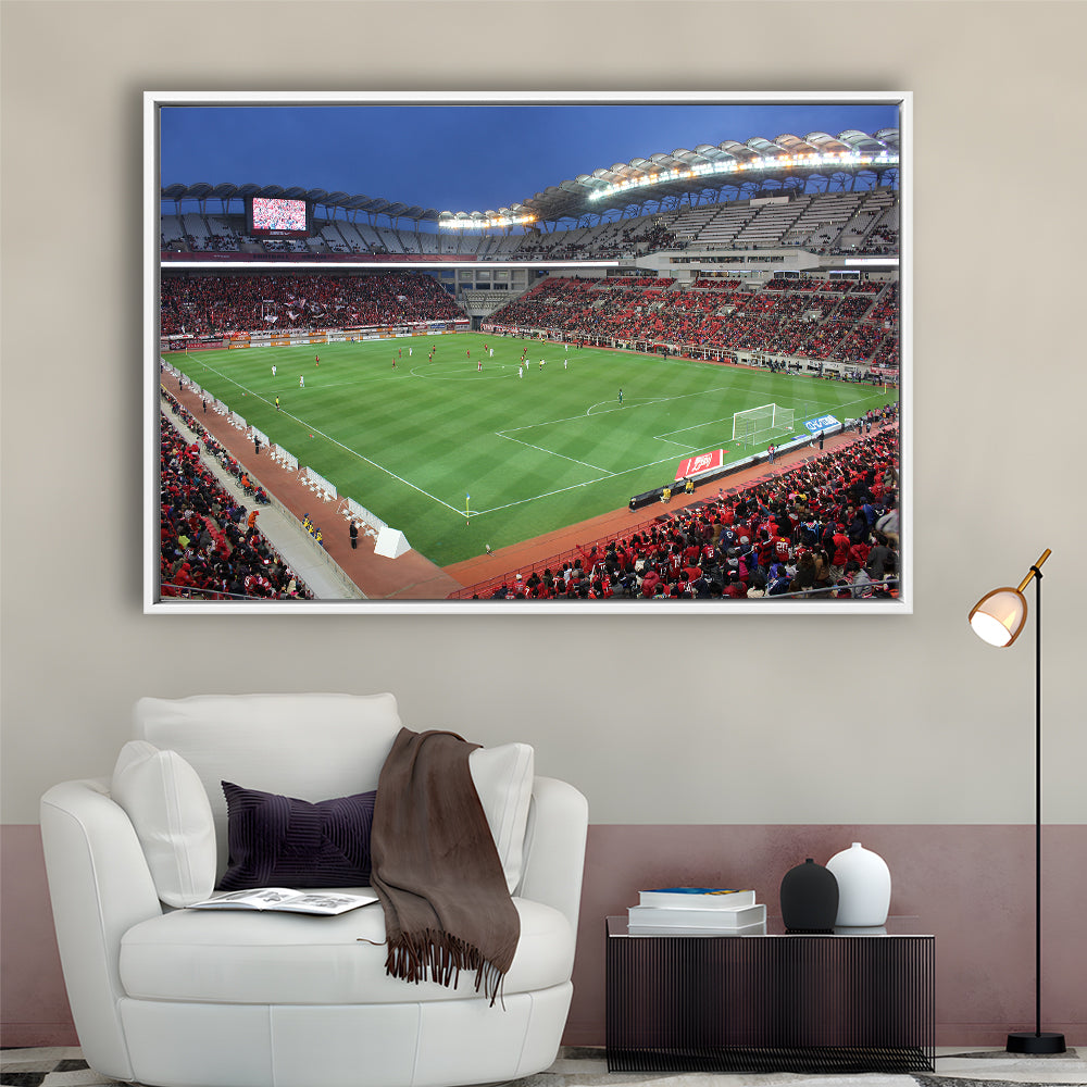 Ibaraki Kashima Stadium, Stadium Canvas, Sport Art, Framed Canvas Print Wall Art, Floating Frame