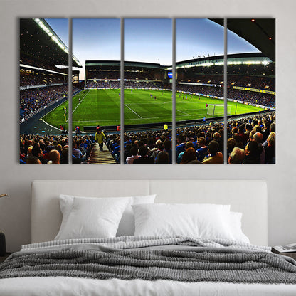 Ibrox Football Stadium, Stadium Canvas, Sport Art, 5 Panel B, Extra Large Canvas, Canvas Print Wall Art