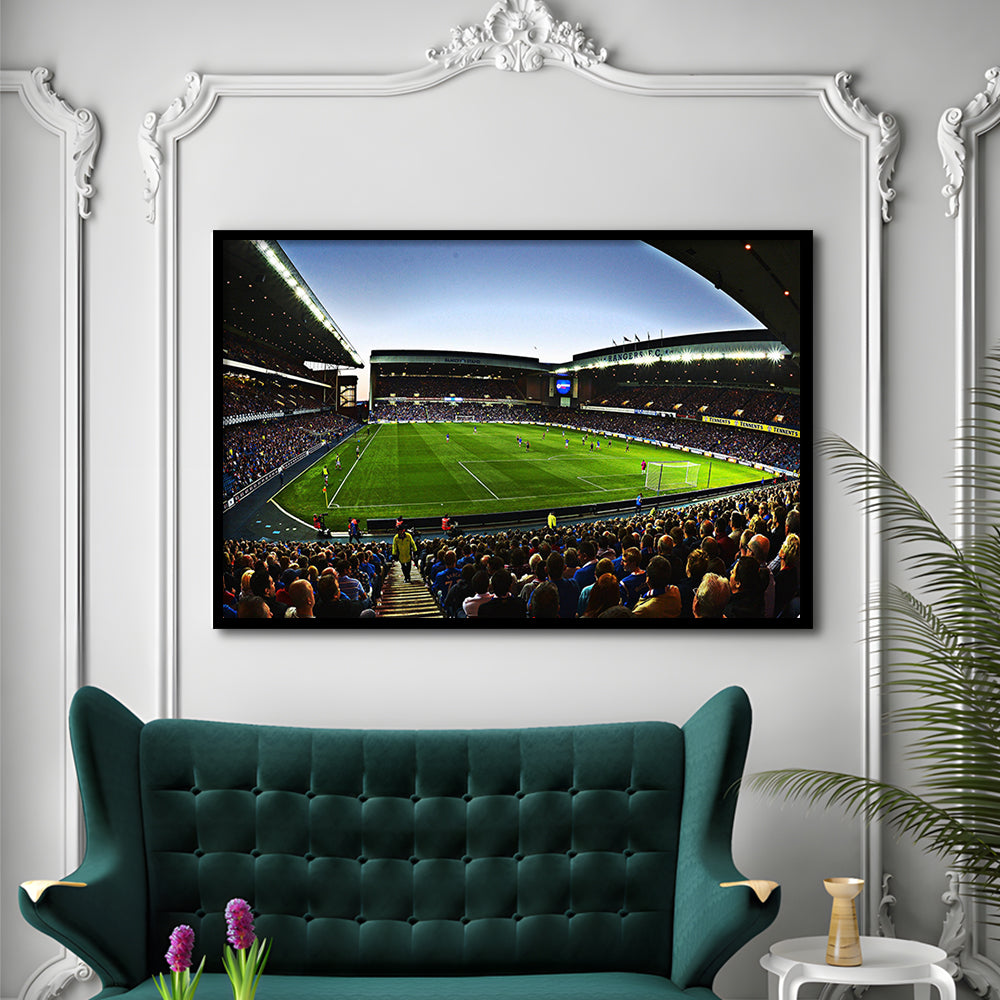 Ibrox Football Stadium, Stadium Canvas, Sport Art, Gift for him, Framed Art Print Wall Decor, Picture Framed