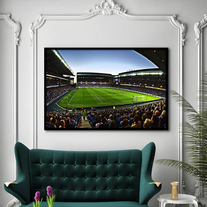 Ibrox Football Stadium, Stadium Canvas, Sport Art, Gift for him, Framed Art Print Wall Decor, Picture Framed