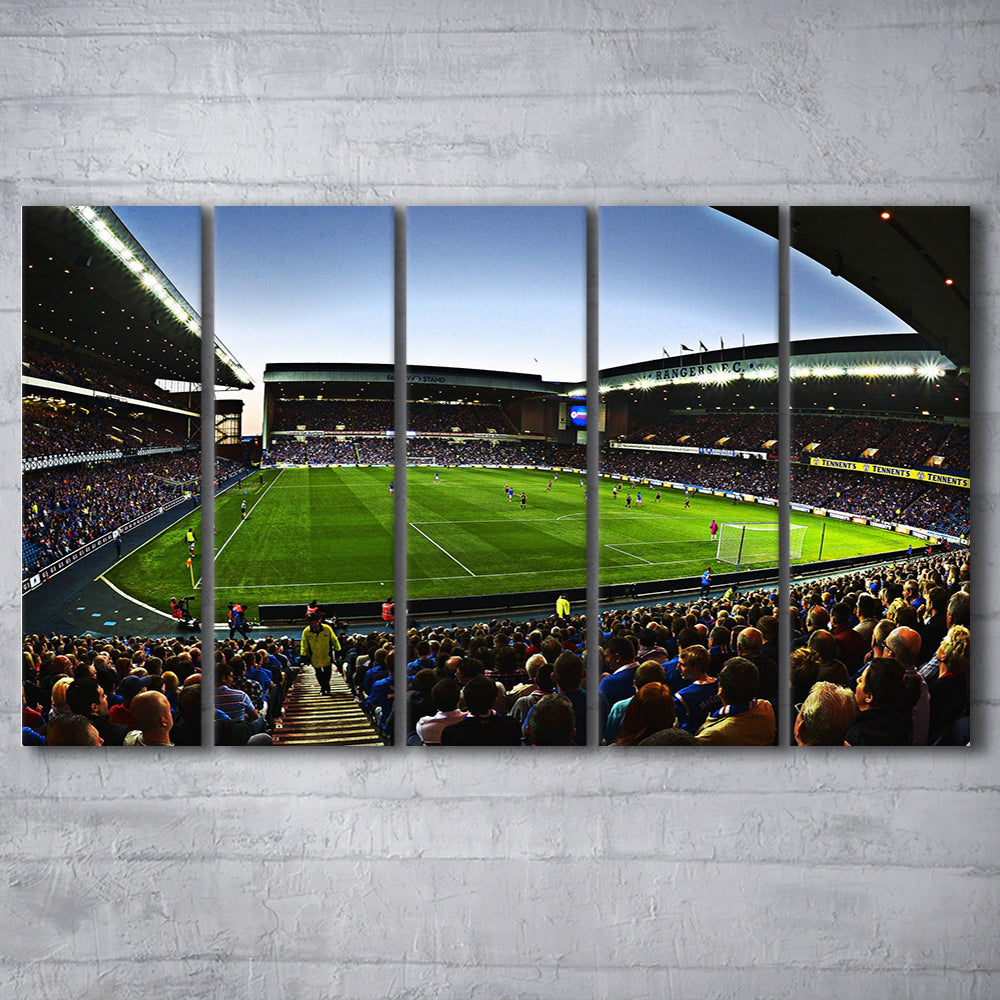 Ibrox Football Stadium, Stadium Canvas, Sport Art, 5 Panel B, Extra Large Canvas, Canvas Print Wall Art