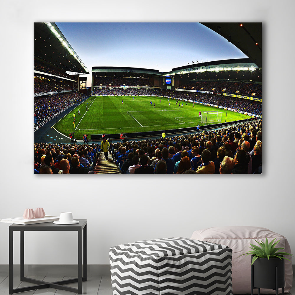 Ibrox Football Stadium, Stadium Canvas, Sport Art, Gift for him, Man Cave Decor, Art Print, Canvas Print Wall Art