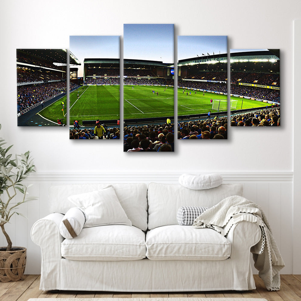 Ibrox Football Stadium, Stadium Canvas, Sport Art, Gift for him, 5 Panel, Large Canvas, Canvas Print Wall Art