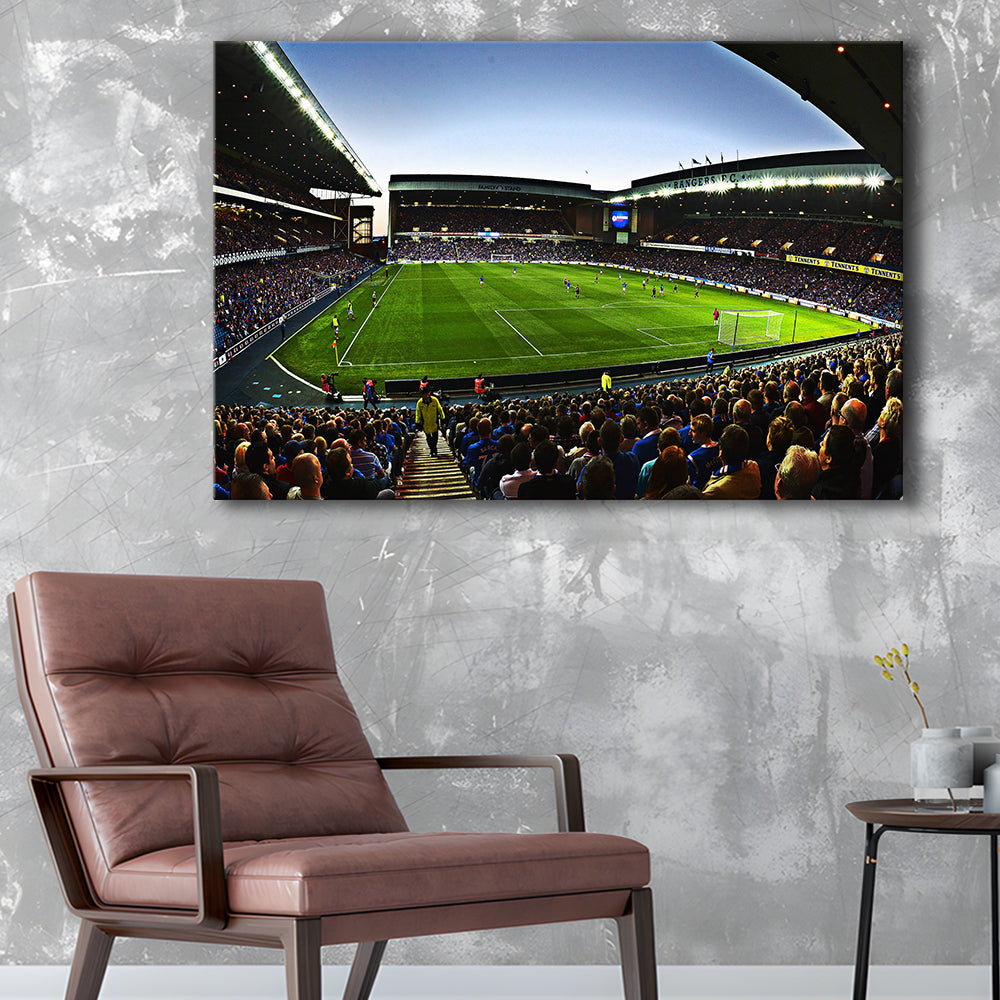 Ibrox Football Stadium, Stadium Canvas, Sport Art, Gift for him, Man Cave Decor, Art Print, Canvas Print Wall Art