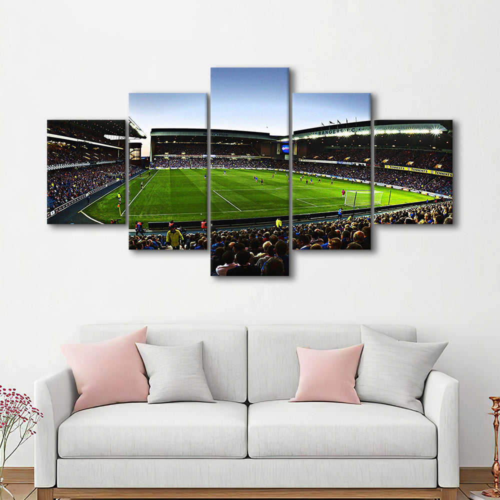 Ibrox Football Stadium, Stadium Canvas, Sport Art, Gift for him, 5 Panel, Large Canvas, Canvas Print Wall Art
