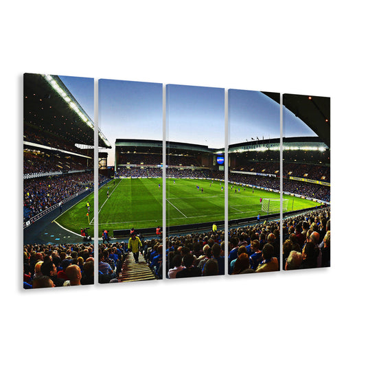 Ibrox Football Stadium, Stadium Canvas, Sport Art, 5 Panel B, Extra Large Canvas, Canvas Print Wall Art