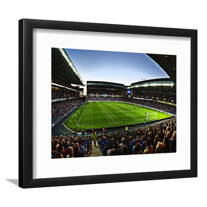 Ibrox Football Stadium, Stadium Canvas, Sport Art, Gift for him, White Border Framed Art Print Wall Decor