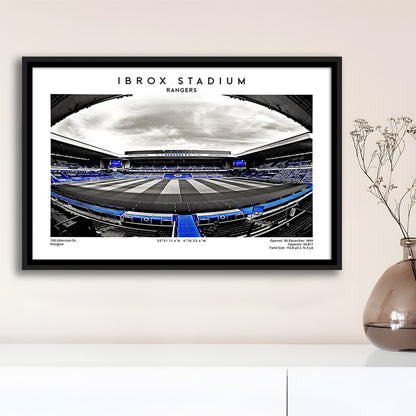 Ibrox Stadium Print,Football Stadium,Rangers,Scottish Football Wall Art, Framed Canvas Print Wall Art