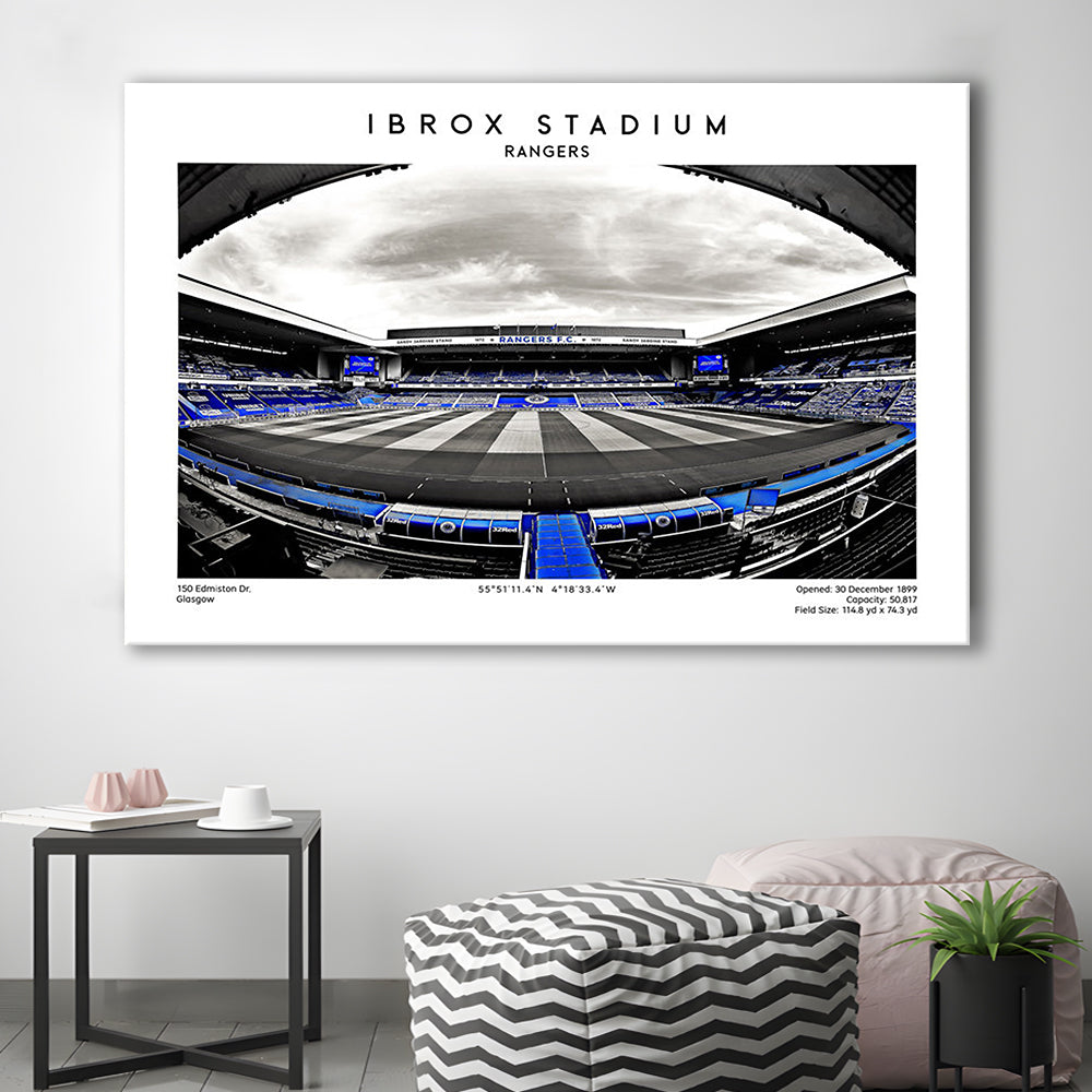 Ibrox Stadium Print,Football Stadium,Rangers,Scottish Football Wall Art, Canvas Print Wall Art, Man Cave Gift