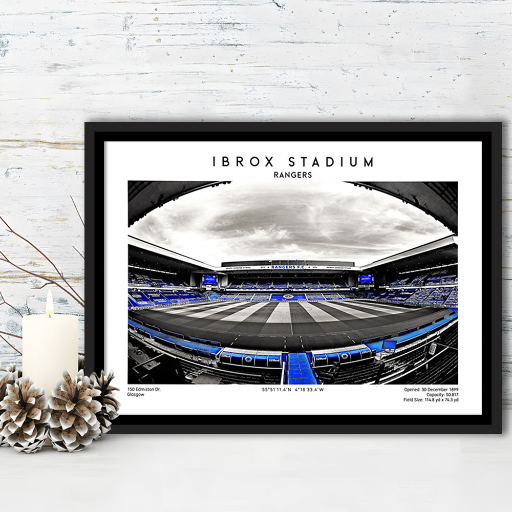 Ibrox Stadium Print,Football Stadium,Rangers,Scottish Football Wall Art, Framed Canvas Print Wall Art