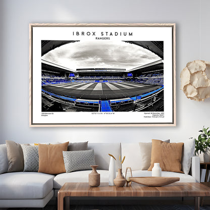 Ibrox Stadium Print,Football Stadium,Rangers,Scottish Football Wall Art, Framed Canvas Print Wall Art