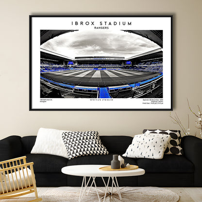 Ibrox Stadium Print,Football Stadium,Rangers,Scottish Football Wall Art, Framed Canvas Print Wall Art