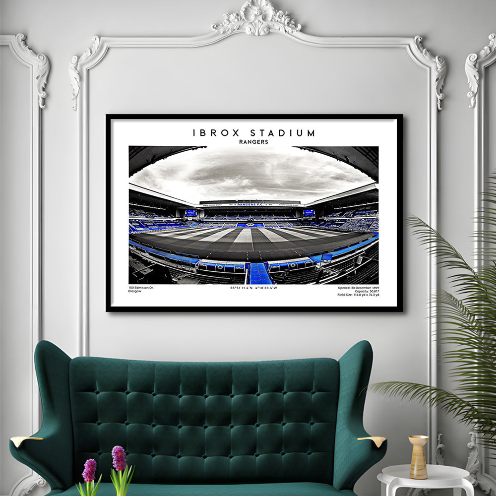 Ibrox Stadium Print,Football Stadium,Rangers,Scottish Football Wall Art, Framed Art Print Wall Decor