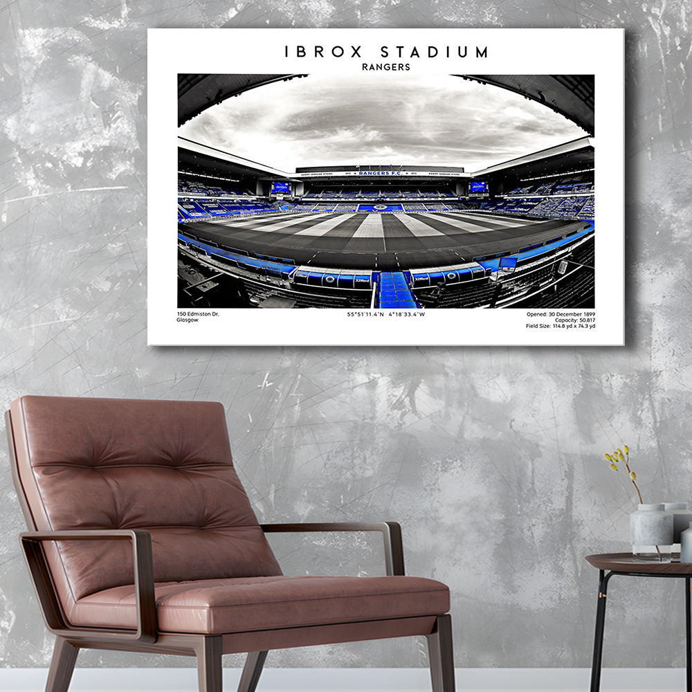 Ibrox Stadium Print,Football Stadium,Rangers,Scottish Football Wall Art, Canvas Print Wall Art, Man Cave Gift