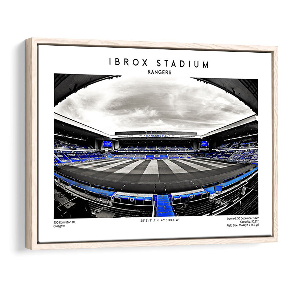 Ibrox Stadium Print,Football Stadium,Rangers,Scottish Football Wall Art, Framed Canvas Print Wall Art