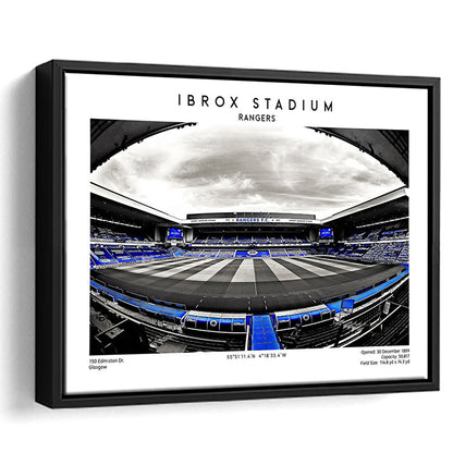 Ibrox Stadium Print,Football Stadium,Rangers,Scottish Football Wall Art, Framed Canvas Print Wall Art