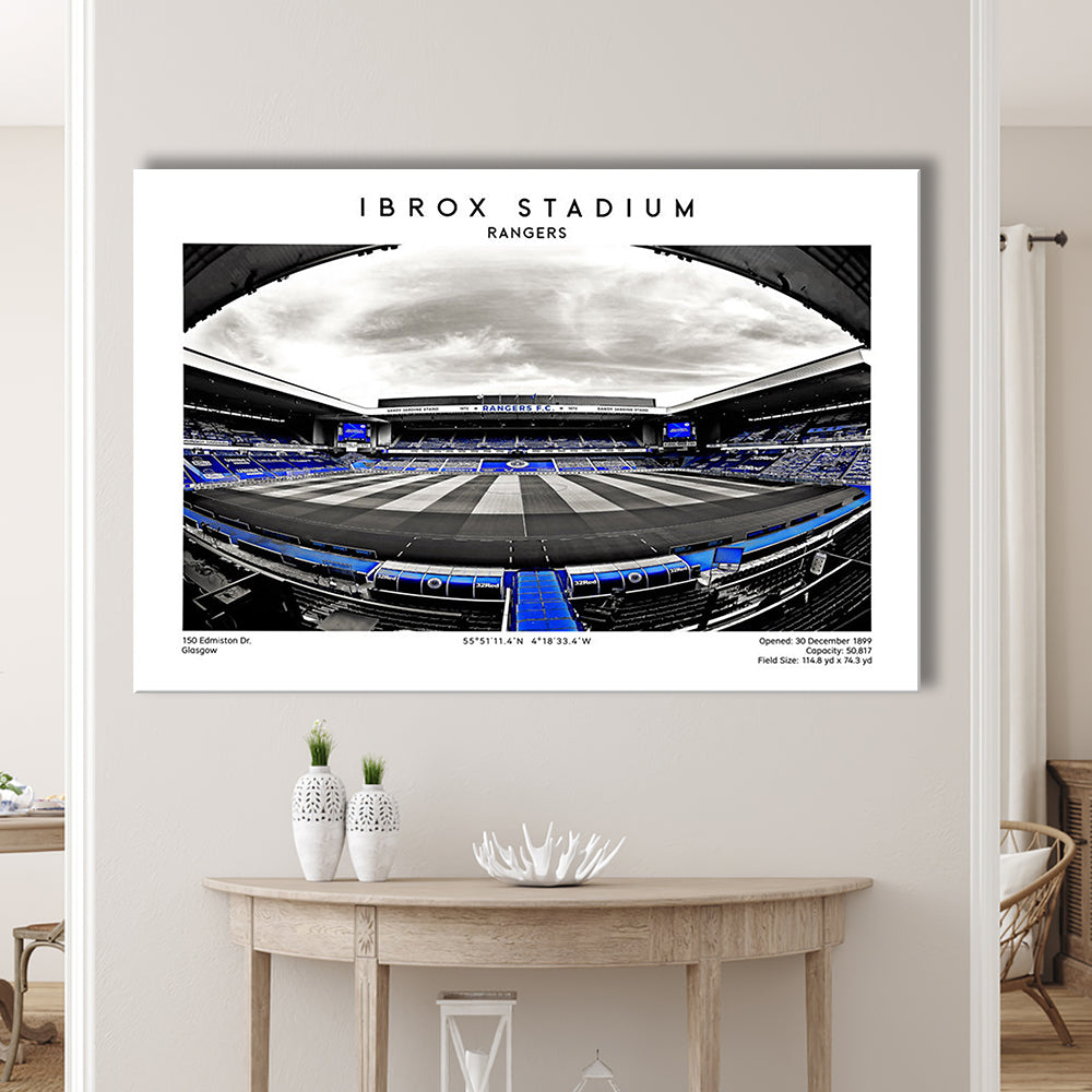 Ibrox Stadium Print,Football Stadium,Rangers,Scottish Football Wall Art, Canvas Print Wall Art, Man Cave Gift