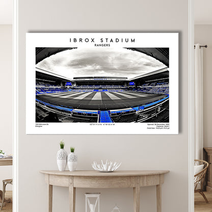 Ibrox Stadium Print,Football Stadium,Rangers,Scottish Football Wall Art, Canvas Print Wall Art, Man Cave Gift