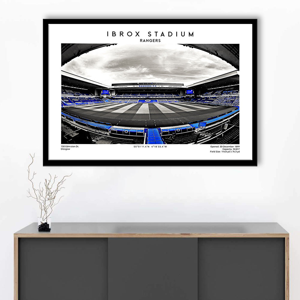 Ibrox Stadium Print,Football Stadium,Rangers,Scottish Football Wall Art, Framed Art Print Wall Decor