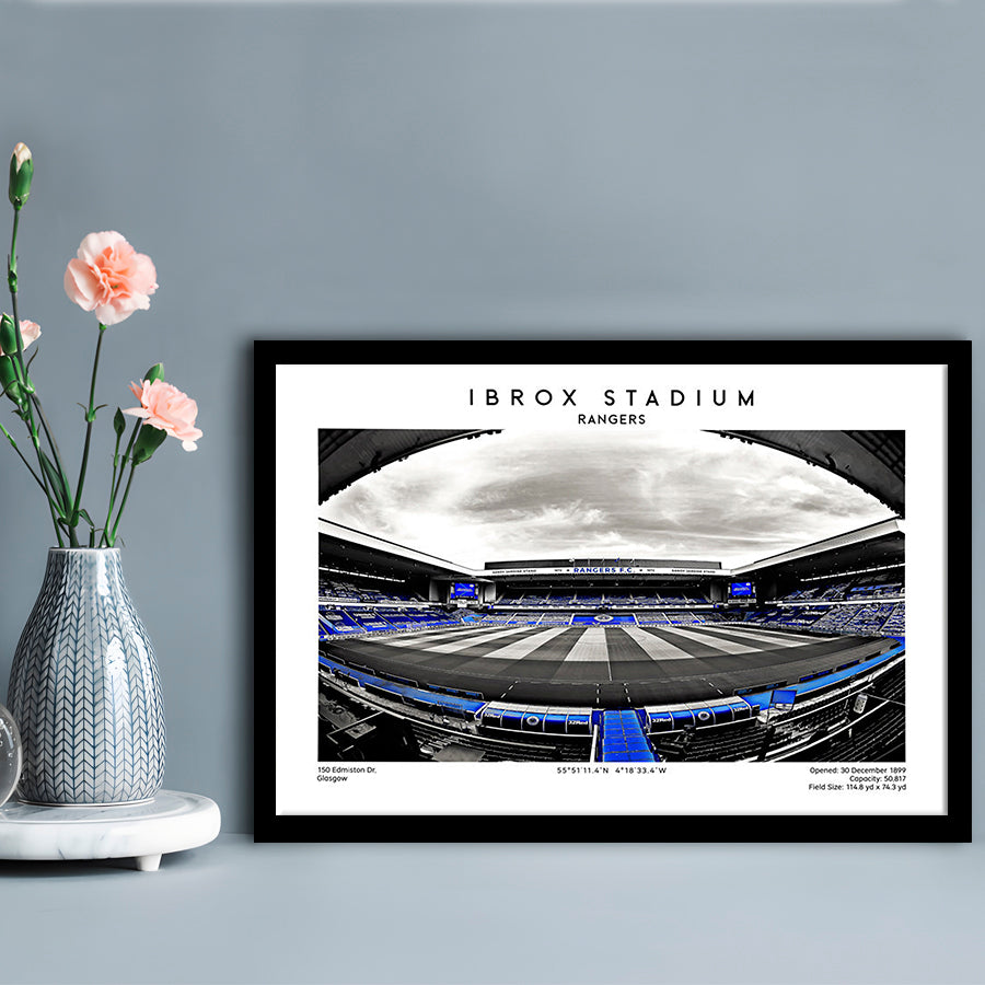 Ibrox Stadium Print,Football Stadium,Rangers,Scottish Football Wall Art, Framed Art Print Wall Decor