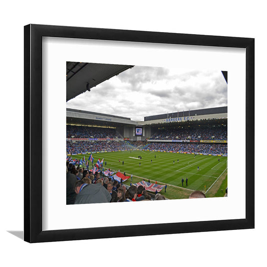 Ibrox Stadium, Stadium Canvas, Sport Art, Gift for him, White Border Framed Art Print Wall Decor