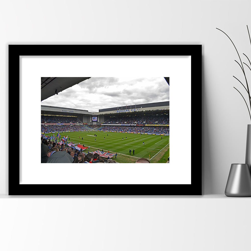 Ibrox Stadium, Stadium Canvas, Sport Art, Gift for him, White Border Framed Art Print Wall Decor