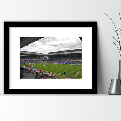 Ibrox Stadium, Stadium Canvas, Sport Art, Gift for him, White Border Framed Art Print Wall Decor