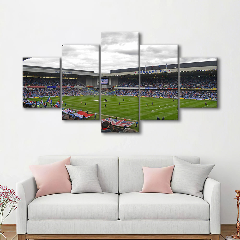 Ibrox Stadium, Stadium Canvas, Sport Art, Gift for him, 5 Panel, Large Canvas, Canvas Print Wall Art
